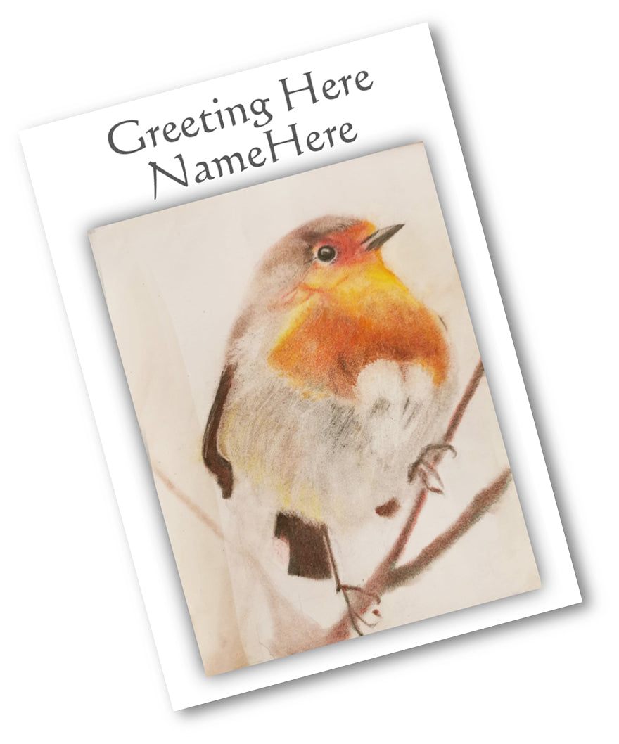 Robin 1st by Linda Vincent (with riverside birdsong) Personalilsed Card