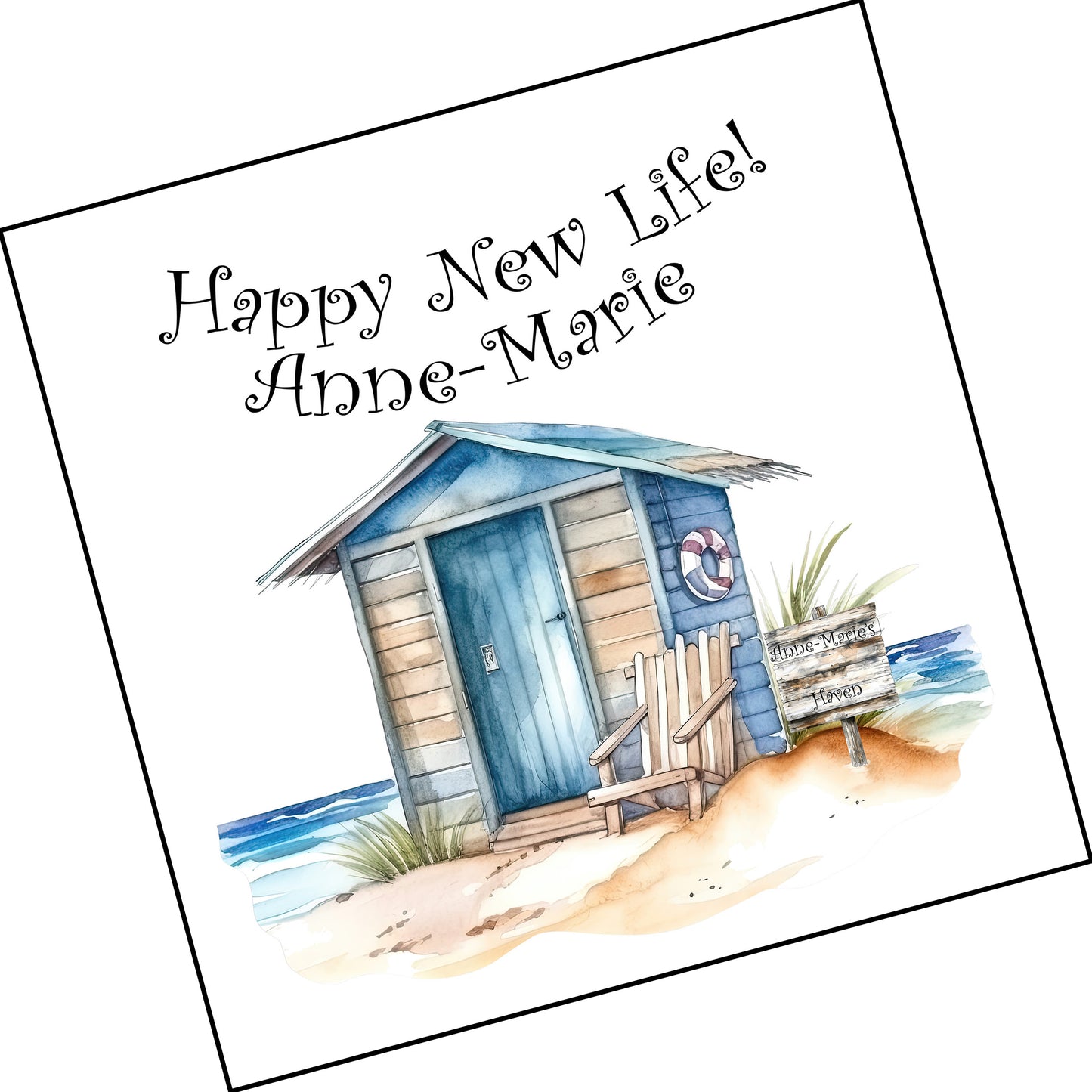 Happy New Life Beach Hut - Personalised