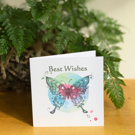 Best Wishes Butterfly Drawing - Multi Colour