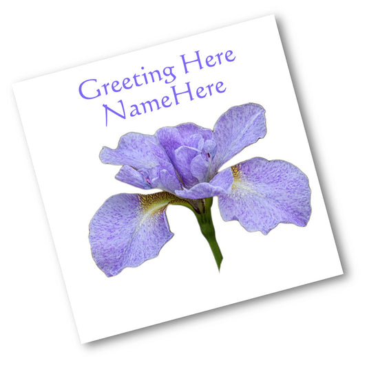 Blue and Purple Speckled Iris Cutout DSD1433 Personalised Card