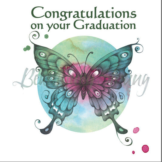 Graduation Congratulations Butterfly Drawing - Multi Colour