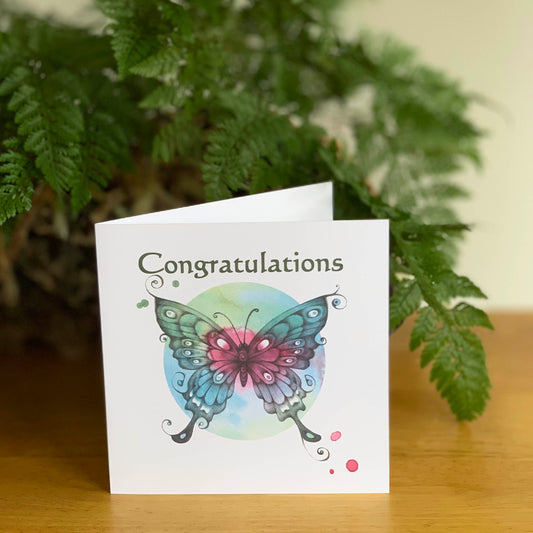 Congratulations Butterfly Drawing - Multi Colour