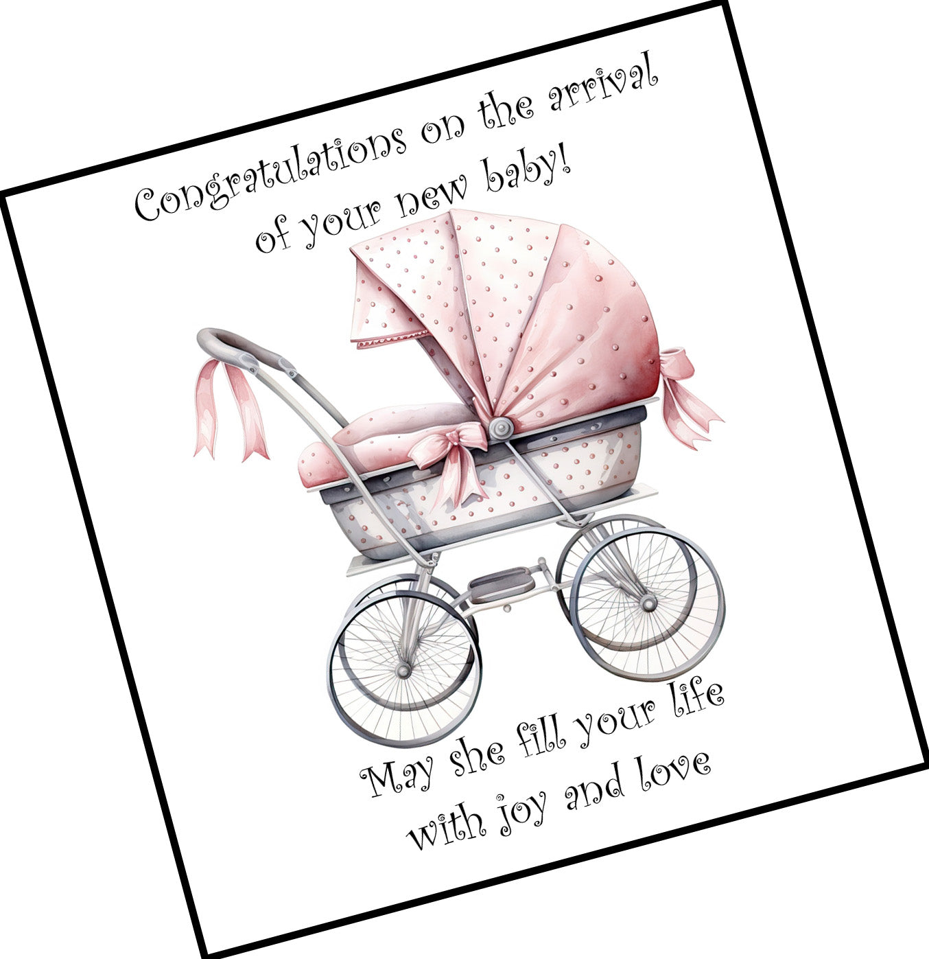 Congratulations on the Arrival of Your New Baby - Pink Pram