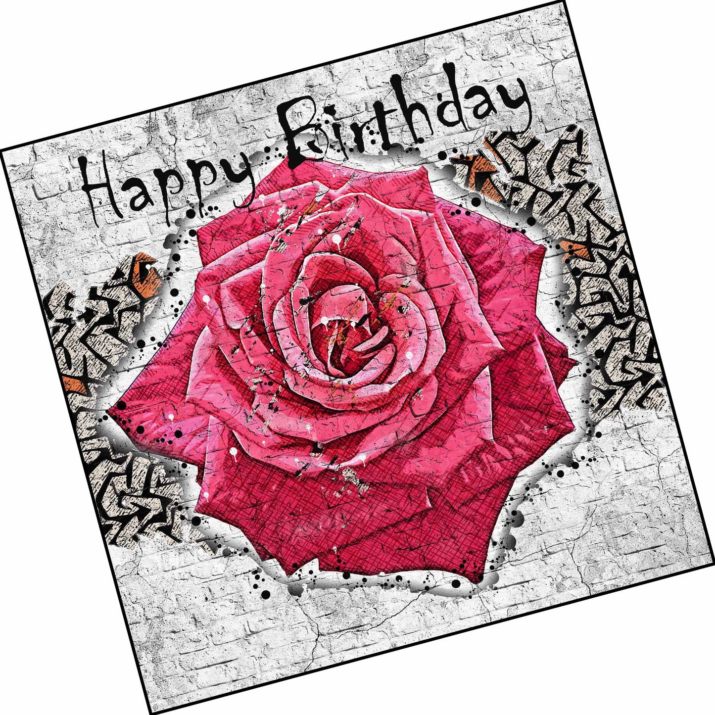 Happy Birthday Graffiti Rose DSB1260
