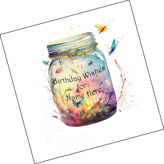 Pinkish Firefly Jar Personalised for Birthday etc