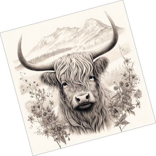 Highland Cow - Mountain Calm where the Spirit finds rest