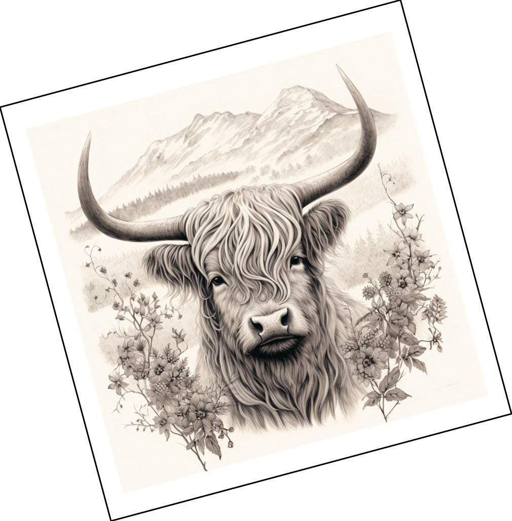 Highland Cow - Mountain Calm where the Spirit finds rest