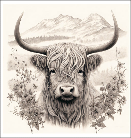 Highland Cow - Mountain Calm where the Spirit finds rest
