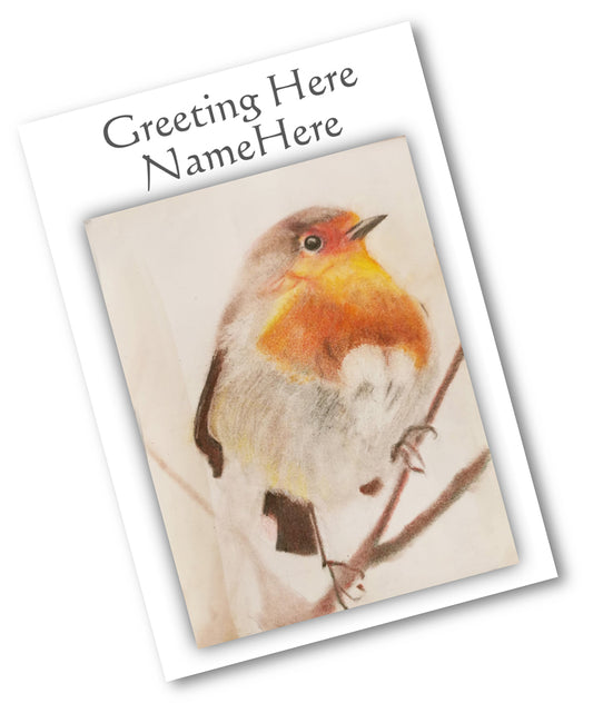Robin 1st by Linda Vincent (with riverside birdsong) Personalilsed Card