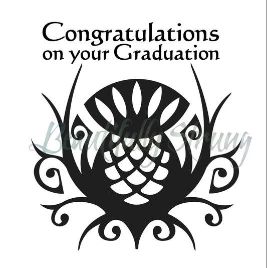 Graduation Congratulations Thistle - Black & White