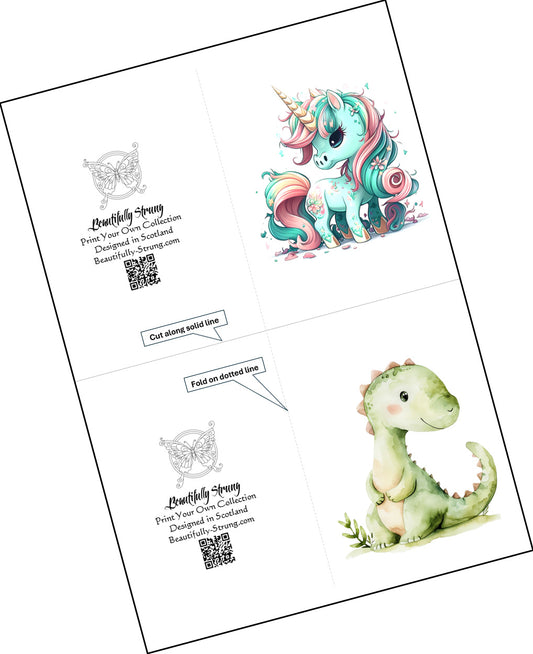 Unicorn & Dinosaur 1st DOWNLOAD CARD