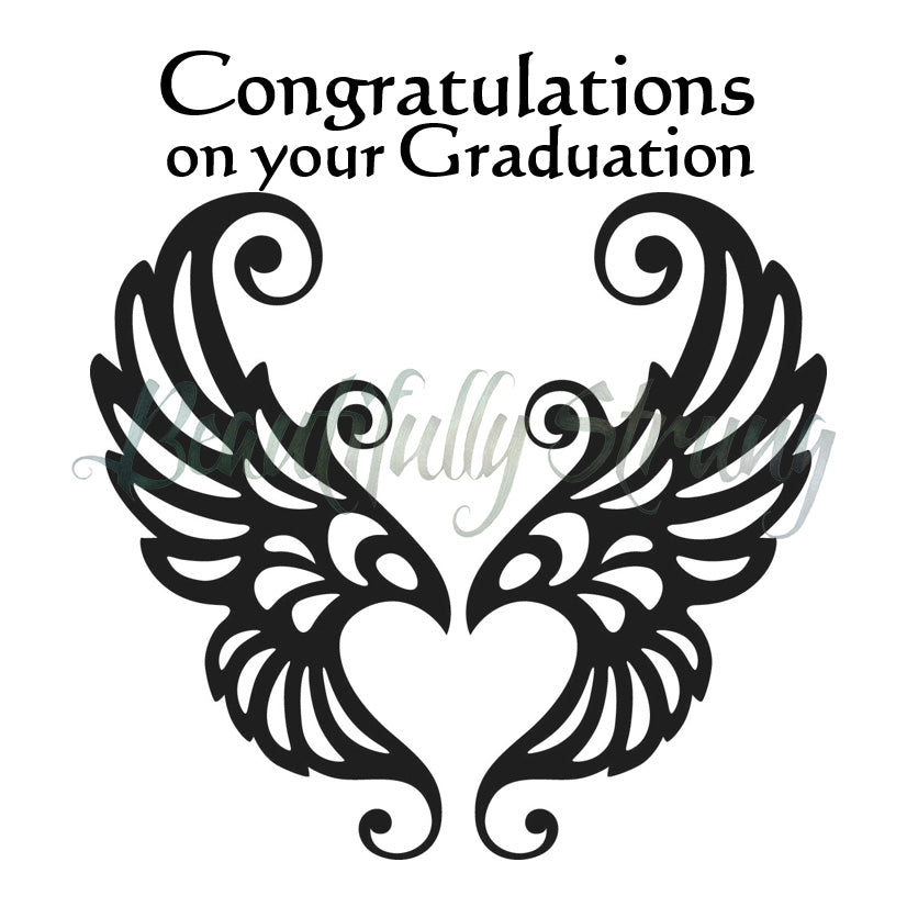 Graduation Congratulations 'Angel Wings' Drawing - Black & White