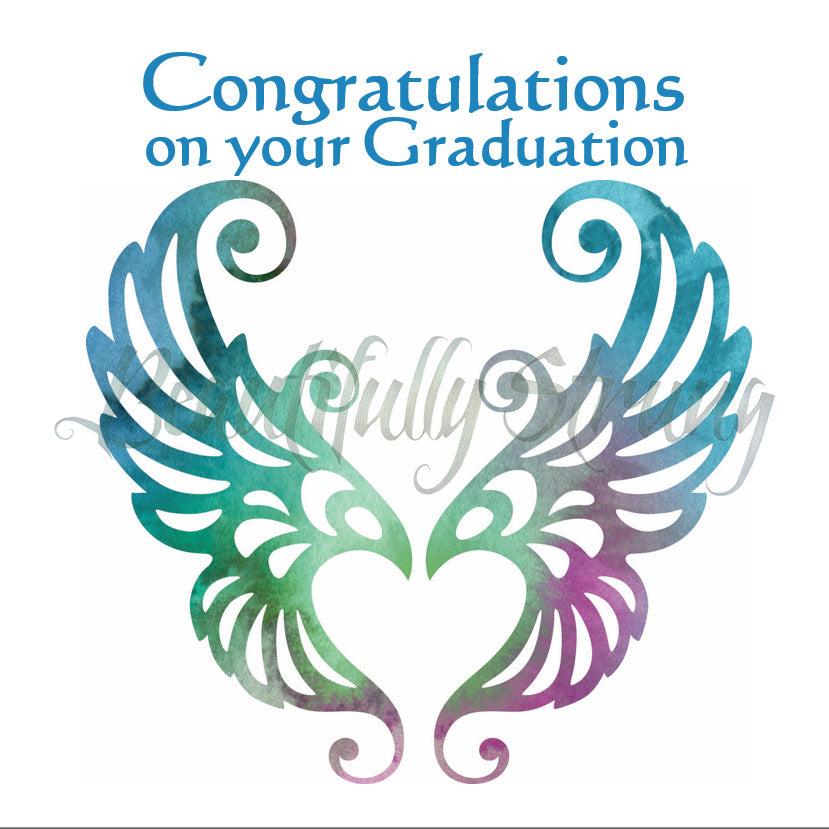 Graduation Congratulations 'Angel Wings' Drawing - Multi Colour